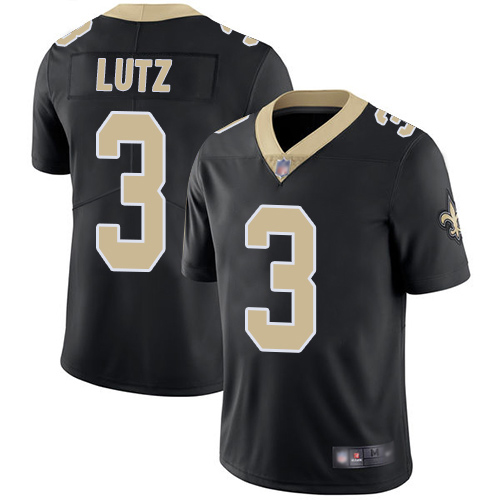 Men New Orleans Saints Limited Black Wil Lutz Home Jersey NFL Football 3 Vapor Untouchable Jersey